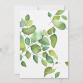 水エレガント色の緑の植物色 招待状 (裏面)