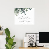 水エレガント色の緑の歓迎の結婚ポスター ポスター (ホームオフィス)