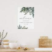 水エレガント色の緑の歓迎の結婚ポスター ポスター (キッチン)