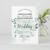 水エレガント色の緑の結婚花 招待状 (スタンド正面)