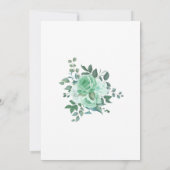 水エレガント色の緑の花ブライダルシャワー 招待状 (裏面)