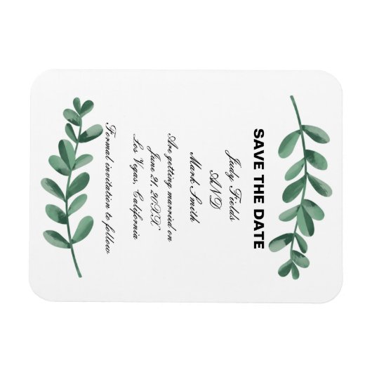 水エレガント色の緑の葉の保存 マグネット (横)