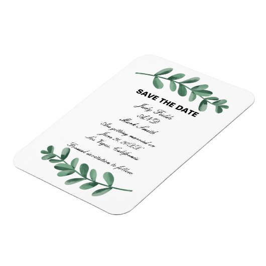 水エレガント色の緑の葉の保存 マグネット (左側)