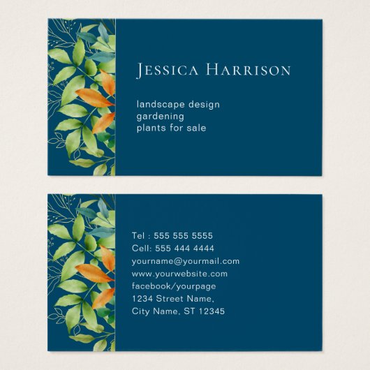 水エレガント色の緑の葉植物青 (正面&裏面)