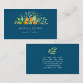 水エレガント色の緑の葉植物青 名刺 (正面/裏面)