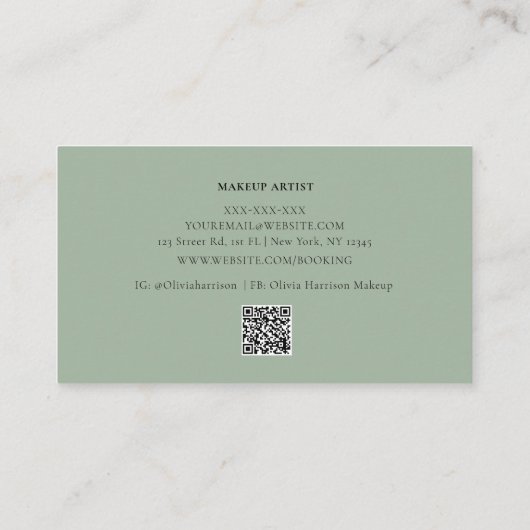 水エレガント色の緑の金ゴールドリーフビジネスCa 名刺 (裏面)