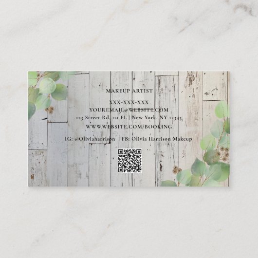 水エレガント色の緑の金ゴールドリーフビジネスCa 名刺 (裏面)