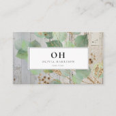 水エレガント色の緑の金ゴールドリーフビジネスCa 名刺 (正面)