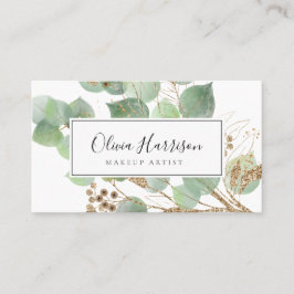 水エレガント色の緑の金ゴールド 名刺
