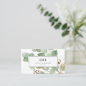 水エレガント色の緑の金ゴールド 名刺 (スタンド正面)