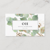 水エレガント色の緑の金ゴールド 名刺 (正面)