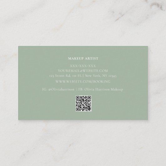 水エレガント色の緑の金ゴールド 名刺 (裏面)