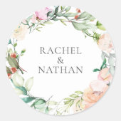 水エレガント色の緑フローラ ラウンドシール (正面)