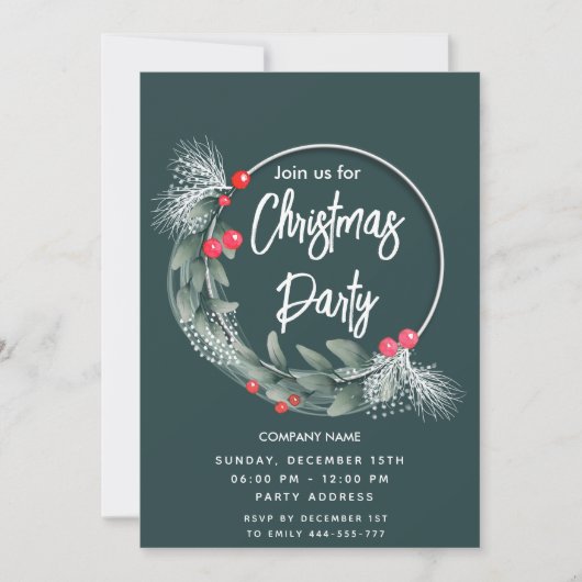 水エレガント色の緑リース企業の 招待状 (正面)