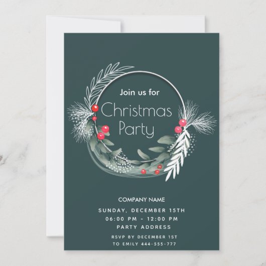 水エレガント色の緑リース企業の 招待状 (正面)