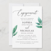 水エレガント色の緑婚約パーティ 招待状 (正面)