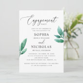 水エレガント色の緑婚約パーティ 招待状 (スタンド正面)