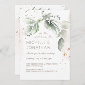 水エレガント色の緑結婚のクリスチャン 招待状 (正面/裏面)