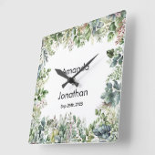 水エレガント色の緑結婚の壁時計 スクエア壁時計 (傾斜)