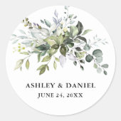 水エレガント色の緑結婚の封筒用シール ラウンドシール (正面)