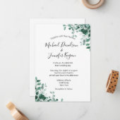 水エレガント色の緑結婚式招待状 ノートカード (正面/裏面インサイチュ)