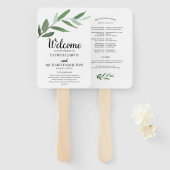 水エレガント色の緑結婚式 プログラム ハンドファン (正面&裏面)