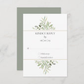 水エレガント色の緑結婚色 出欠カード (正面/裏面)