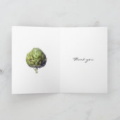 水エレガント色の緑絵を描Artichoke サンキューカード (内部)
