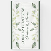 水エレガント色の緑葉のとトリム結婚の 横断幕 (縦)