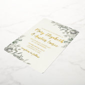 水エレガント色の緑 箔招待状 (回転した状態)