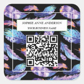 水エレガント色の羽あなたのロゴスローガン スクエアシール (正面)