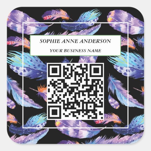 水エレガント色の羽あなたのロゴスローガン スクエアシール (正面)