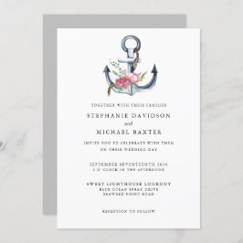 水エレガント色の航海のいかり 招待状