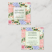 水エレガント色の花あじさいフェイク金ゴールド スクエア名刺 (正面/裏面)