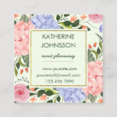 水エレガント色の花あじさいフェイク金ゴールド スクエア名刺 (裏面)