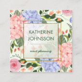 水エレガント色の花あじさいフェイク金ゴールド スクエア名刺 (正面)