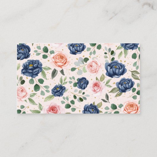 水エレガント色の花おむつラッフルチケット エンクロージャーカード (裏面)