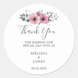 水エレガント色の花の結婚ありがとうクラス ラウンドシール