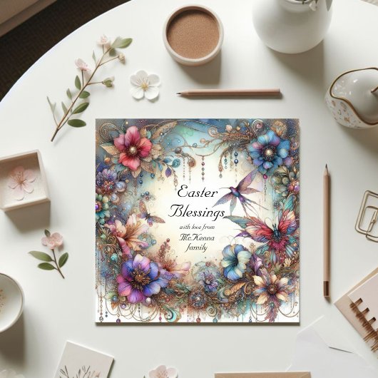 水エレガント色の花イースター恵み シーズンカード