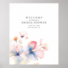 水エレガント色の花ウェルカムサイン ポスター