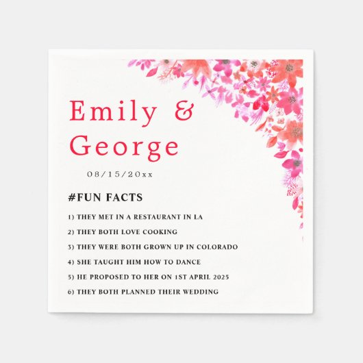 水エレガント色の花サマーフローラ結婚ズ スタンダードカクテルナプキン (正面)