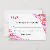 水エレガント色の花サマーフローラ結婚ズ 出欠カード (正面)