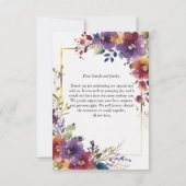 水エレガント色の花サンキューカード サンキューカード (裏面)