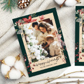 水エレガント色の花フォトクリスマスカード シーズンカード