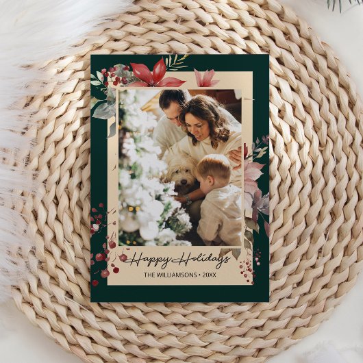 水エレガント色の花フォトクリスマスカード シーズンカード