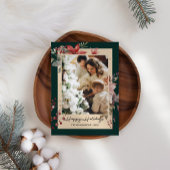 水エレガント色の花フォトクリスマスカード シーズンカード