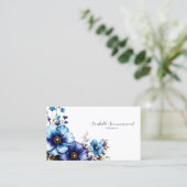 水エレガント色の花フローリストon黒 名刺 (スタンド正面)