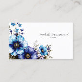 水エレガント色の花フローリストon黒 名刺 (正面)