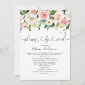 水エレガント色の花ブライダルシャワーバイメール 招待状 (正面)