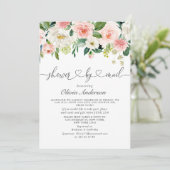 水エレガント色の花ブライダルシャワーバイメール 招待状 (スタンド正面)